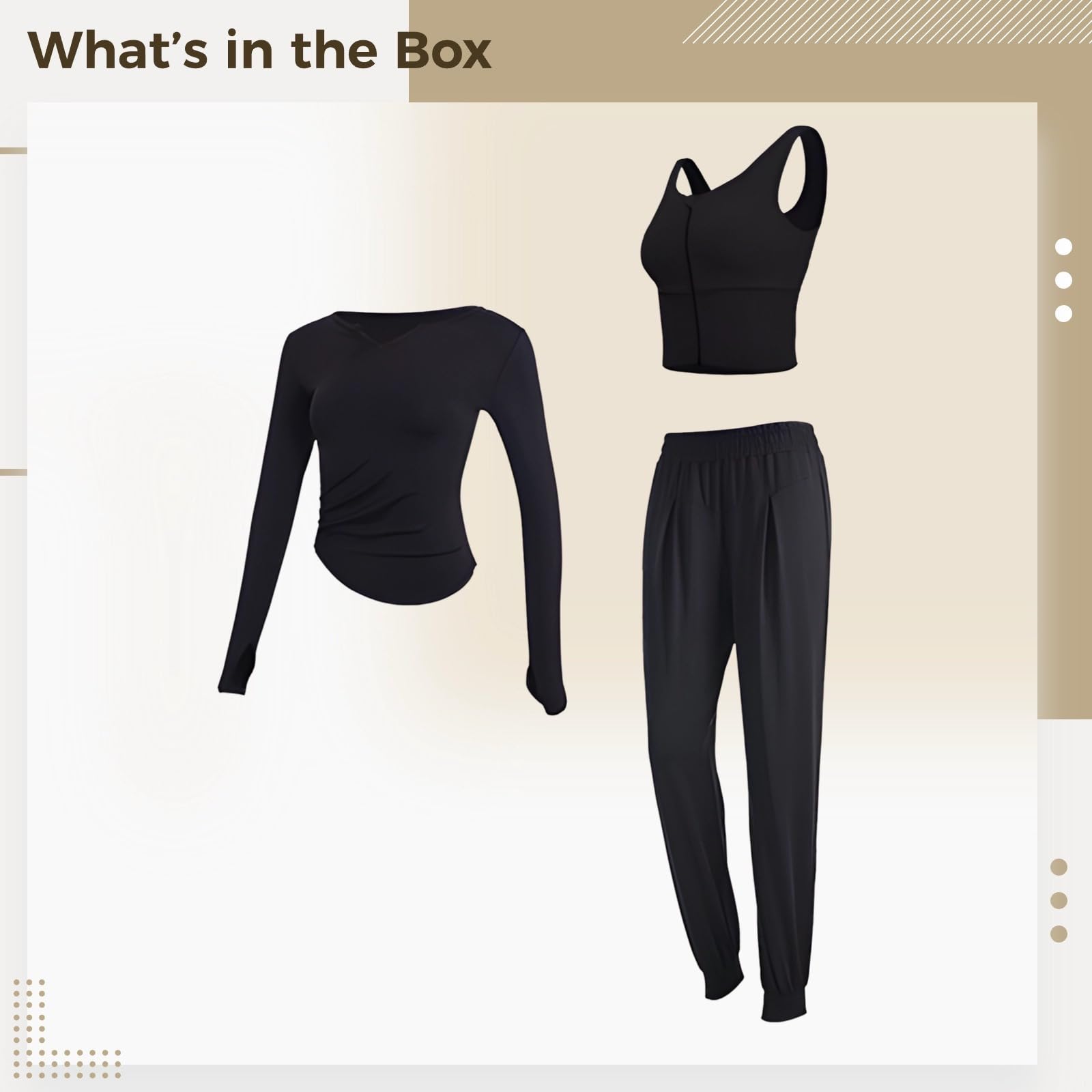 Xxl - Conjunto de 3 piezas de yoga y gimnasio para mujer, leggings, top corto y chaqueta, tela transpirable que controla la humedad, Negro, Talla única