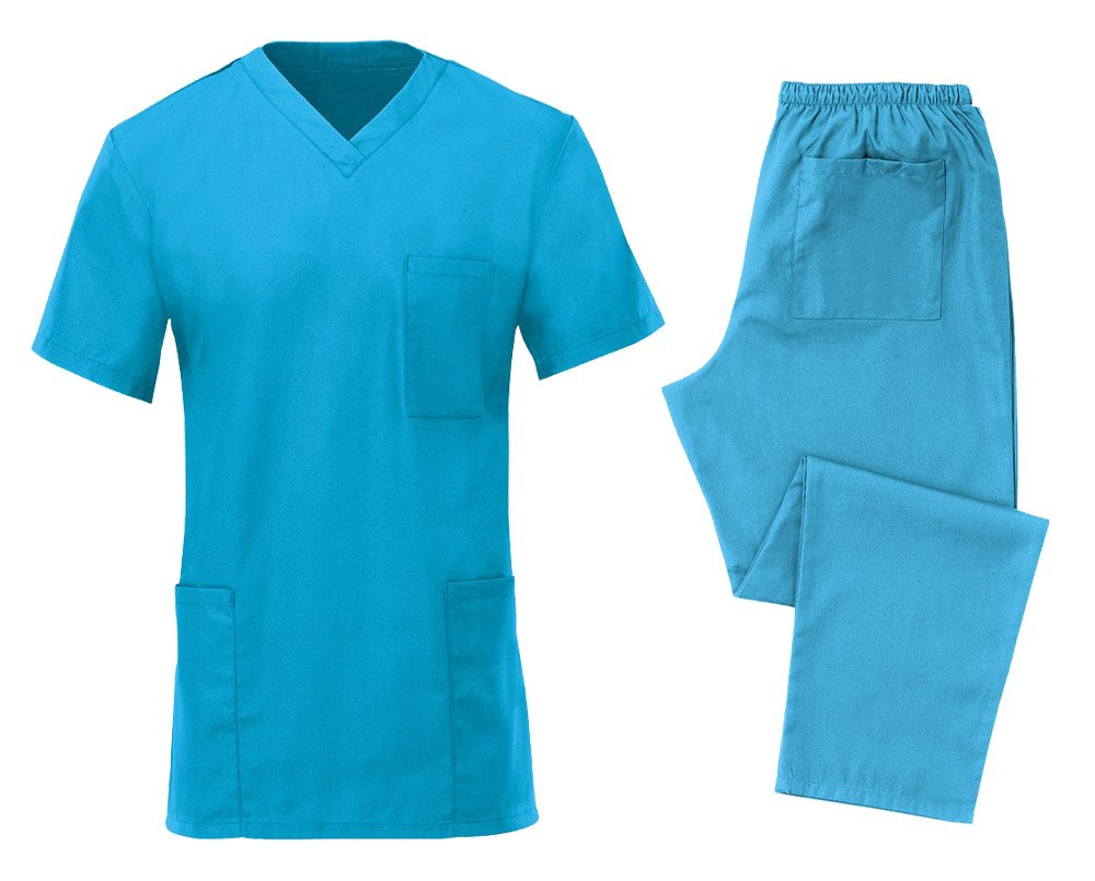 Workwear World Unisex Peacock Blue Ww389 Colours Collection Hospital Medical Work Wear Surgical Dentist Doctors Scrub Set (L)