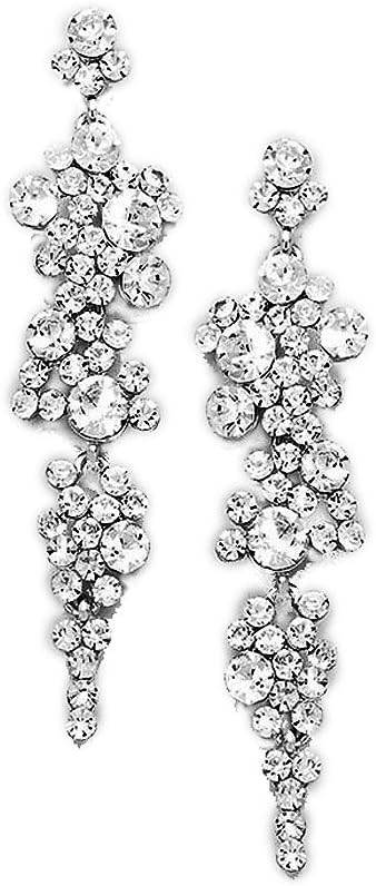 Stunning clear crystal diamante silver tone earrings
