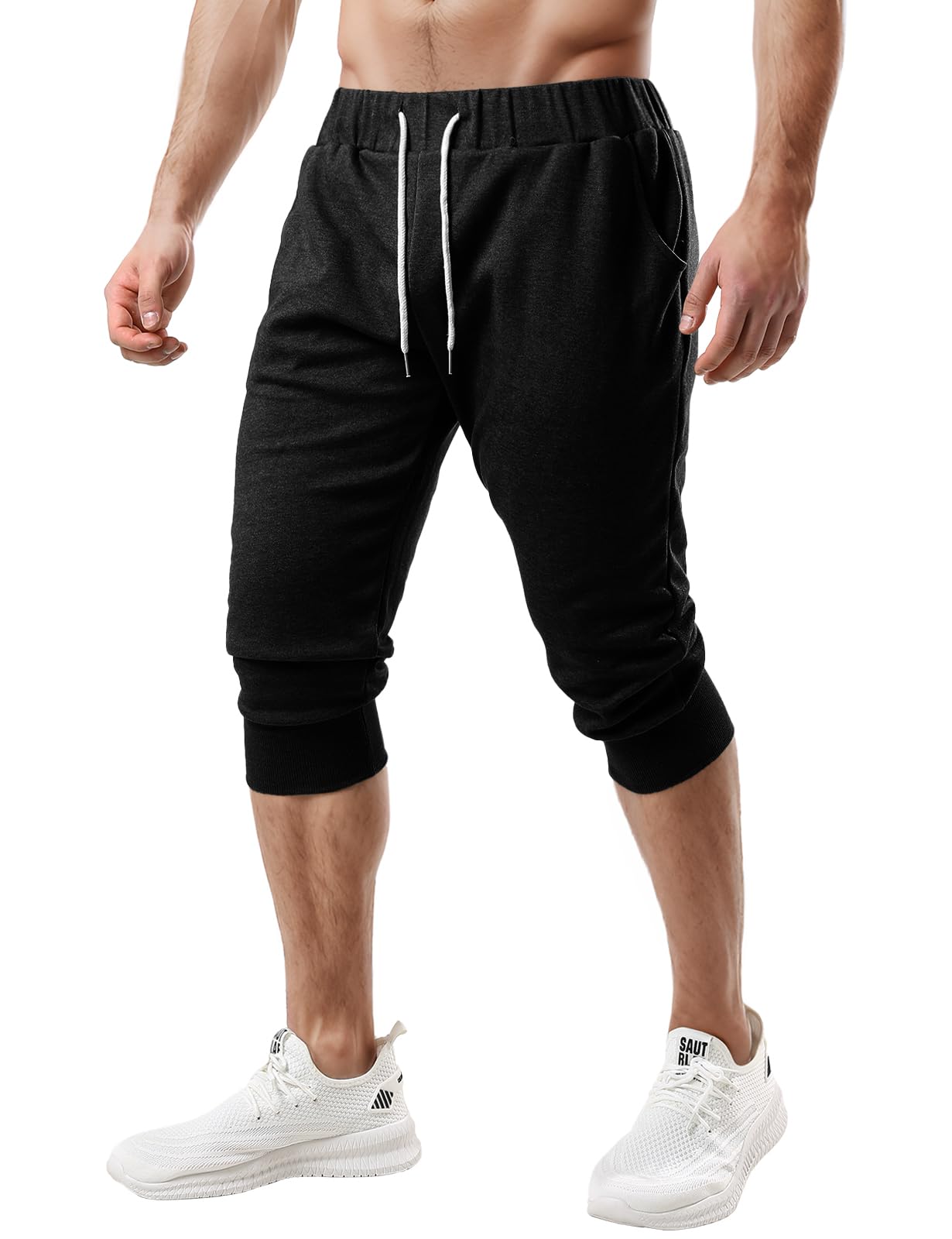 OHOO Herren-Jogginghose Slim Fit Lightweight Training Yoga Active Sweat 3/4