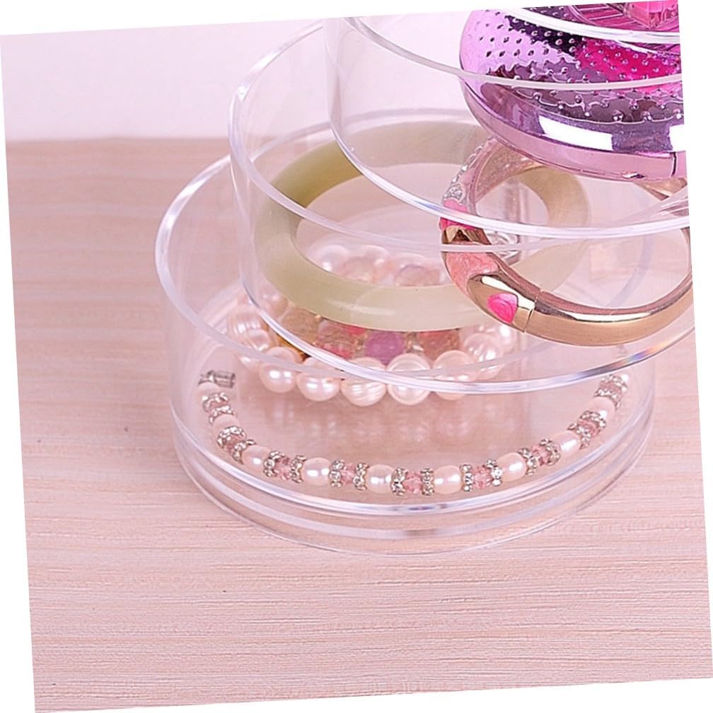 Angoily 4-Layer Jewelry Storage Box Plastic Case Rotating Design Earring Ring Bead Storage Safe Practical Mini Items Organizer