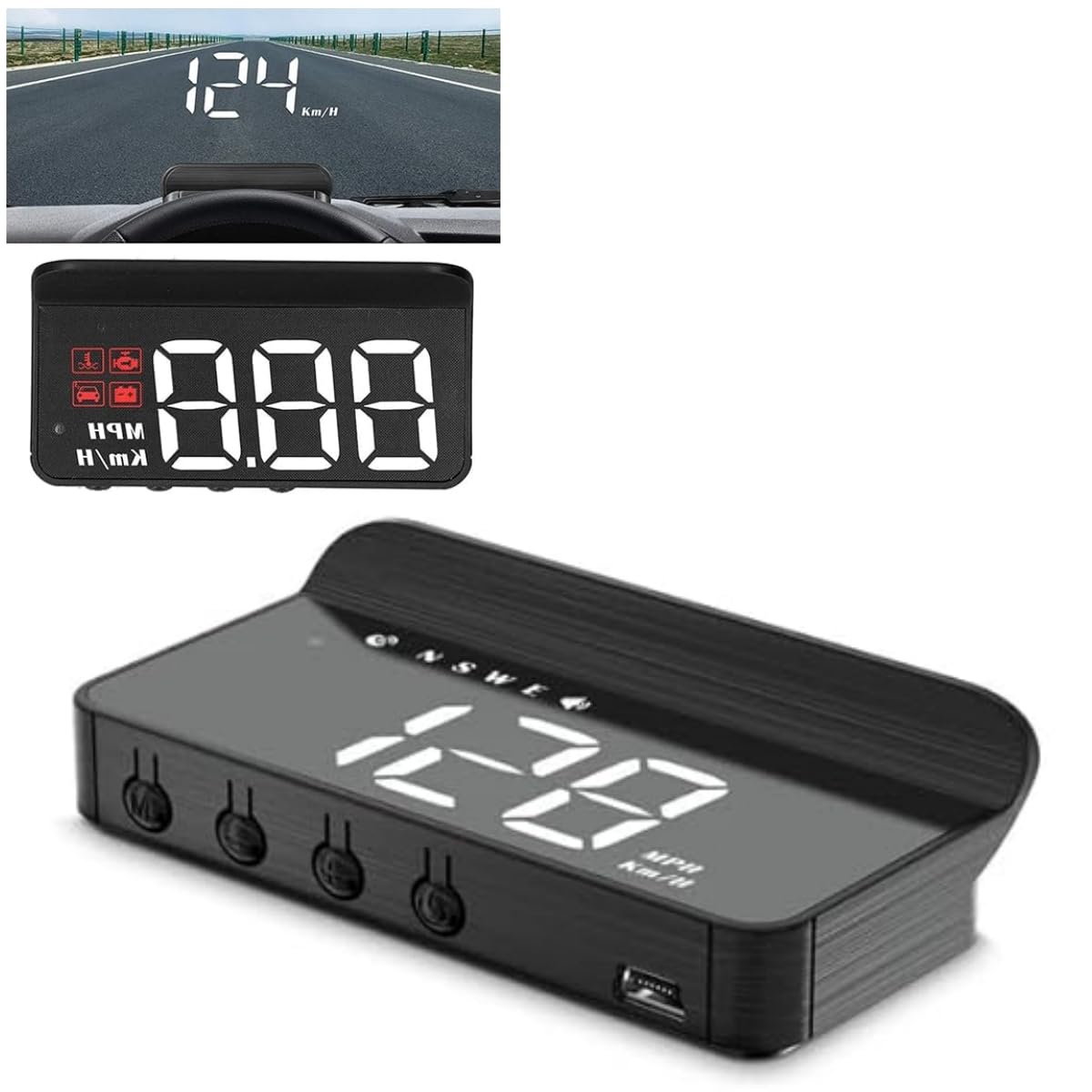 Holographic Speedometer, Heads up Display for Cars, Windshield Speedometer Projector, Digital GPS Speedometer for All Vehicles