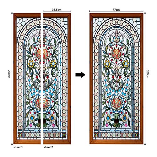 Chezmax 3D Stickers Waterproof Door Stickers Door Mural Peel Self Adhesive Wallpaper Pvc Sticker Removable Wall Decal For Home Office Decoration Colorful Glass 30.3" W 78.7" H #TOP1