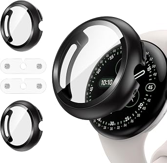 Goton [2 Pack] Pixel Watch 4 Case 45mm (2025) Charge with Case On, Built-in Screen Protector, Hard PC Slim Shockproof Protective Bumper for Google Pixel Watch 4, 45mm