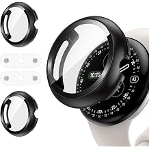 Goton [2 Pack] Pixel Watch 4 Case 45mm 2025 Charge with Case On, Built-in Screen Protector, Hard PC Slim Shockproof Protective Bumper for Google Pixel Watch 4, 45mm