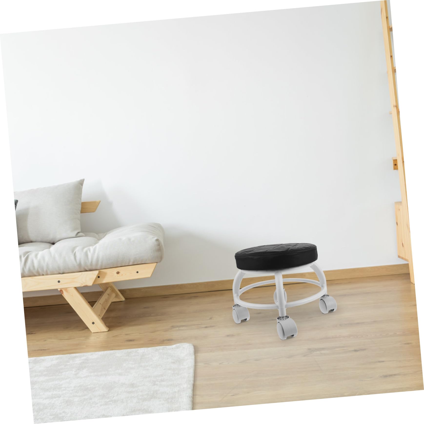 Gatuida Sgabello con Ruote Girevole PU Sgabello Ergonomico Basso per Pedicures, Sedile da Terra con Design Raffinato