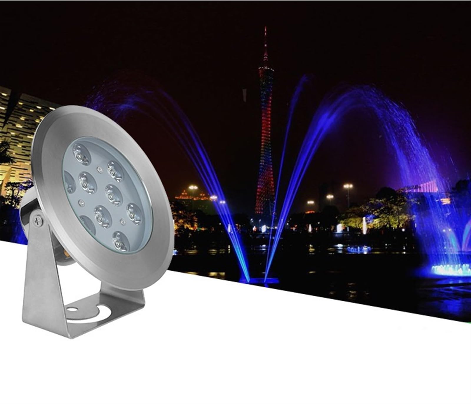 EDEDE Luci Piscina, 12V/24V Tutto in Acciaio Inossidabile LED Piscina Paesaggio Luce faretto subacqueo colorato RGB Fontana for Piscina Luce Subacquea(Rot,10W)