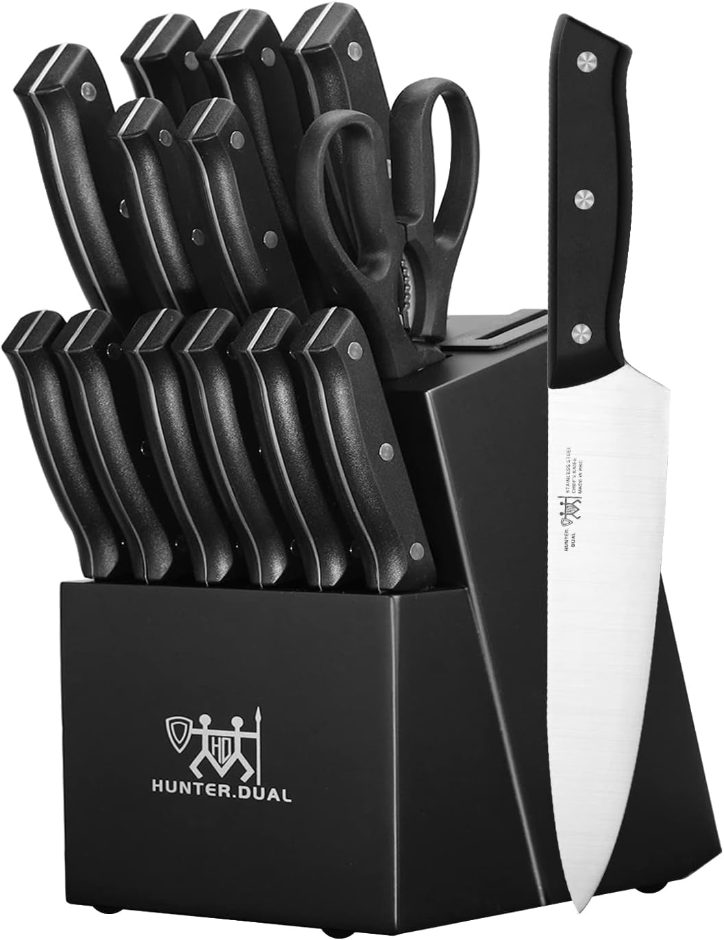 HUNTER.DUAL Knife Set, 15 Piece Kitchen Knife Set with