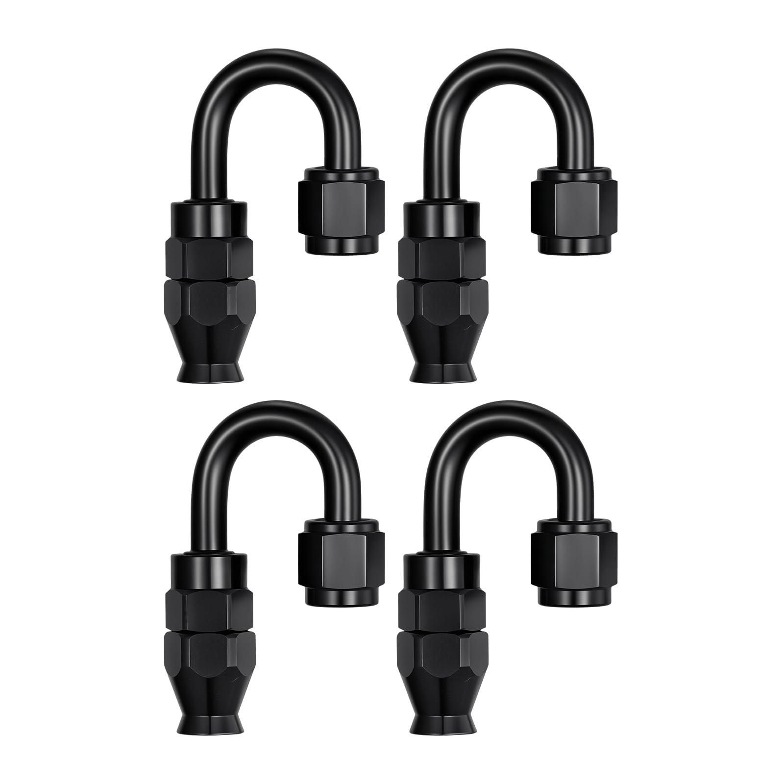 EVIL ENERGY 4AN PTFE Hose End Fitting 180 Degree Black for PTFE Hose Only 4PCS