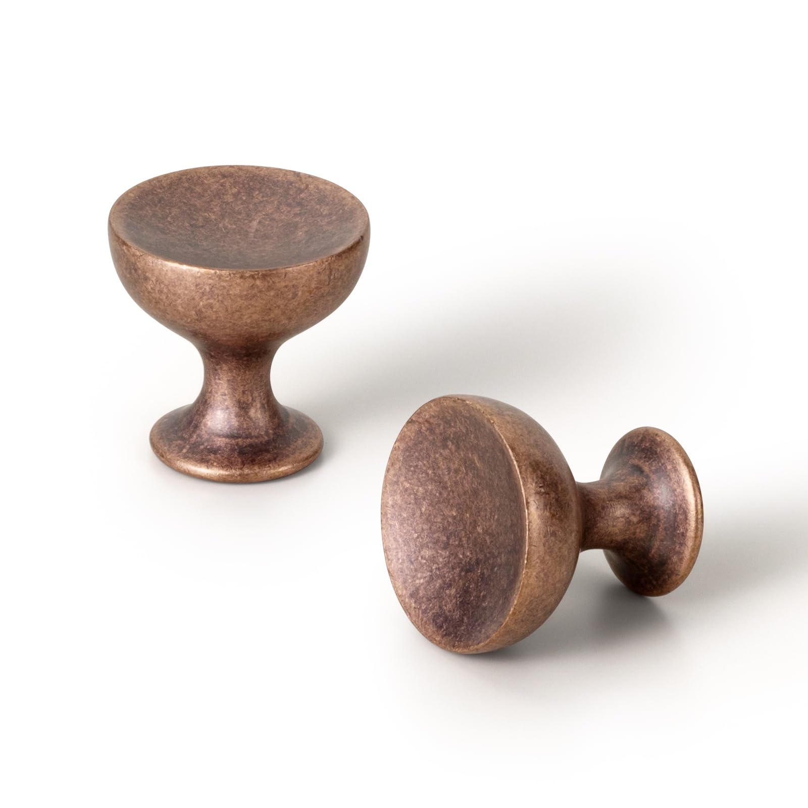 Goo-Ki 6 Pack Antique Copper Cabinet Knobs – Vintage Round Cup Design with Rustic Patina Finish Retro Kitchen Drawer Handles
