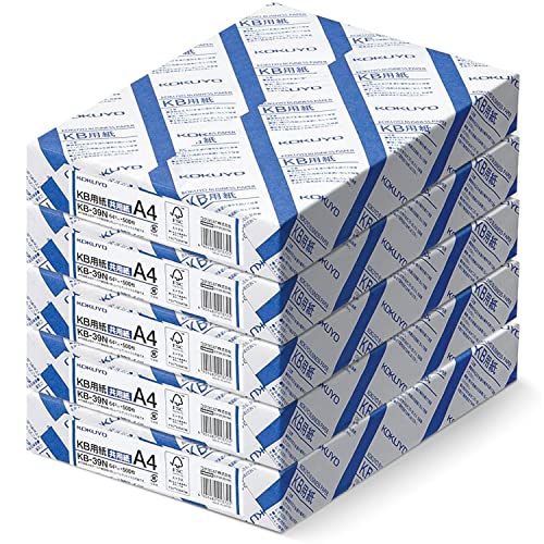 Image of Kokuyo A4 KB Paper 8.27 x 11.69 in, 5 Reams (2500 Sheets), 80 Bright White Copy Printer Paper in Office /School /Home - 17 lb /64gsm Jam-Free Perfect for Printing, FSC Certified (KB-39N)