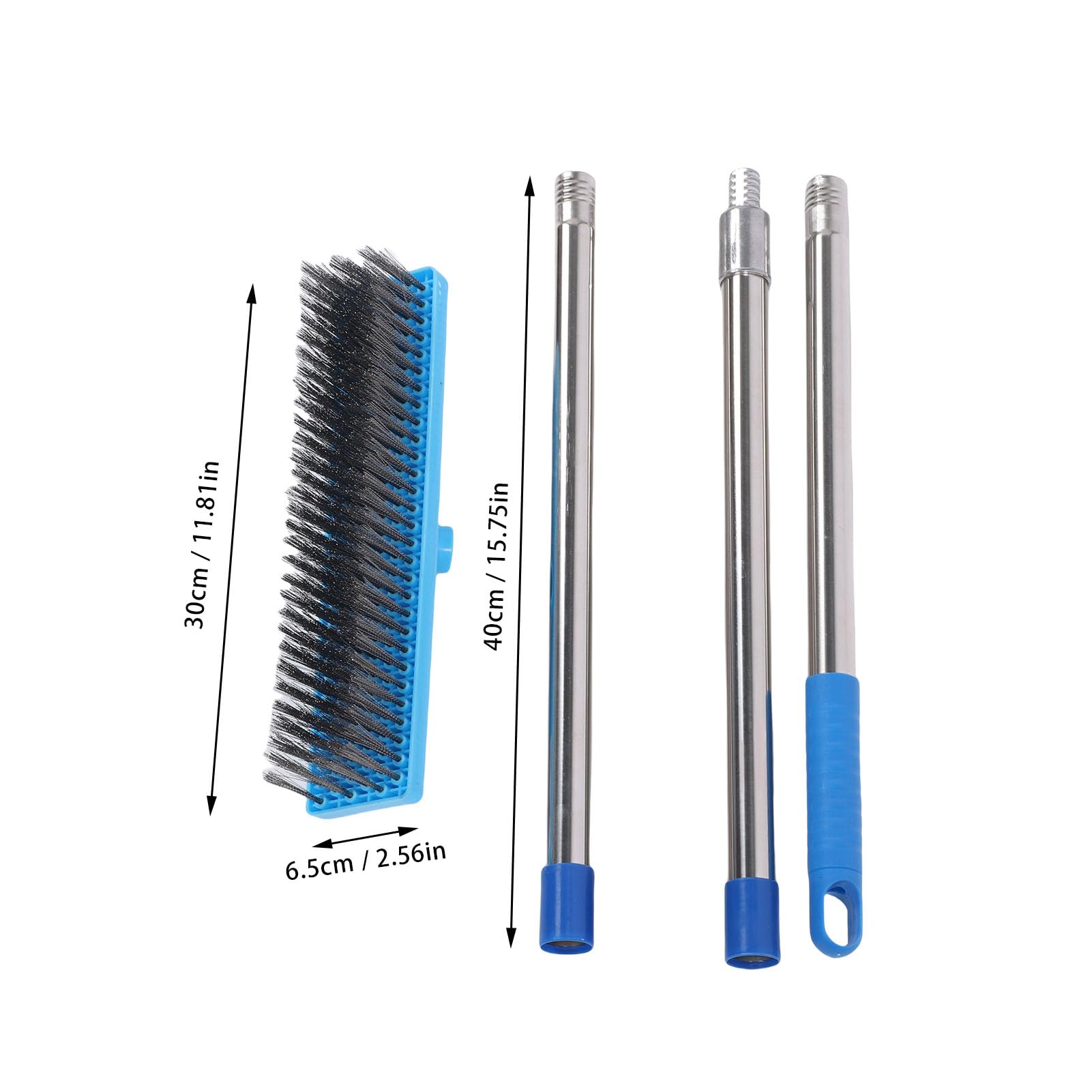 Fafeicy Scopa in Filo di Acciaio Resistente con Manico Telescopico da 30 Cm per la Pulizia di Ponti in Cemento All'aperto (120 cm)