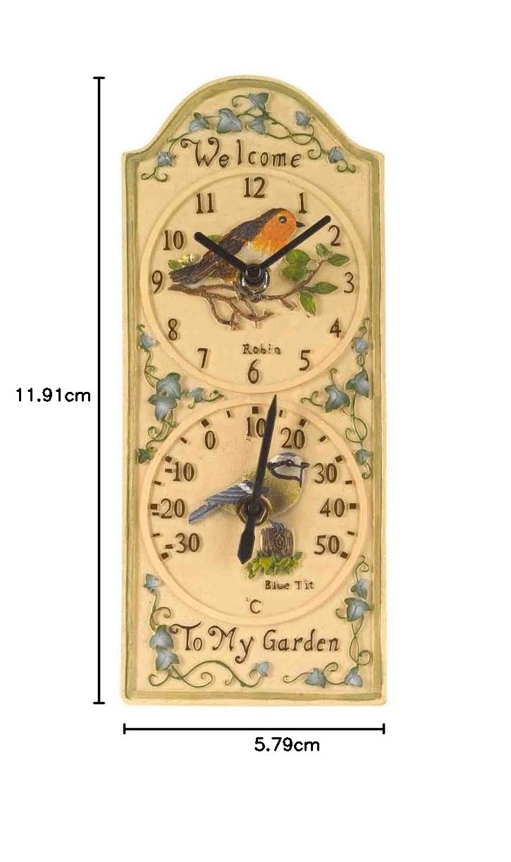 outdoor bird clock and thermometer