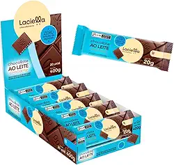 Kit com 20 Tabletes de Chocolate ao Leite Crocante Zero Açúcar de 20g cada - Laciella