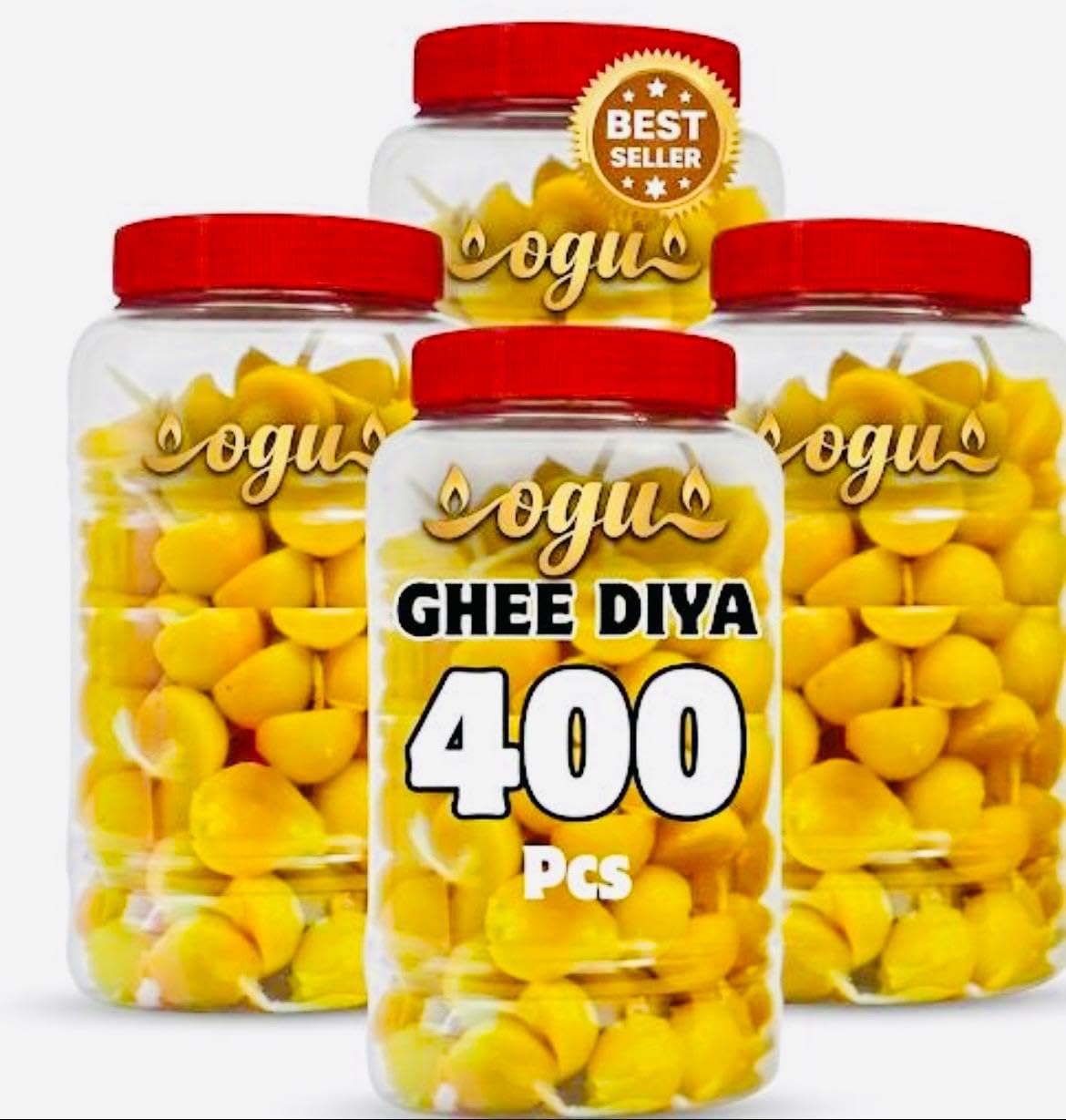 OGU Ghee Diya Batti 400 Pcs Ready to Use Cotton Wicks for Pooja Oil Lamps-image-49