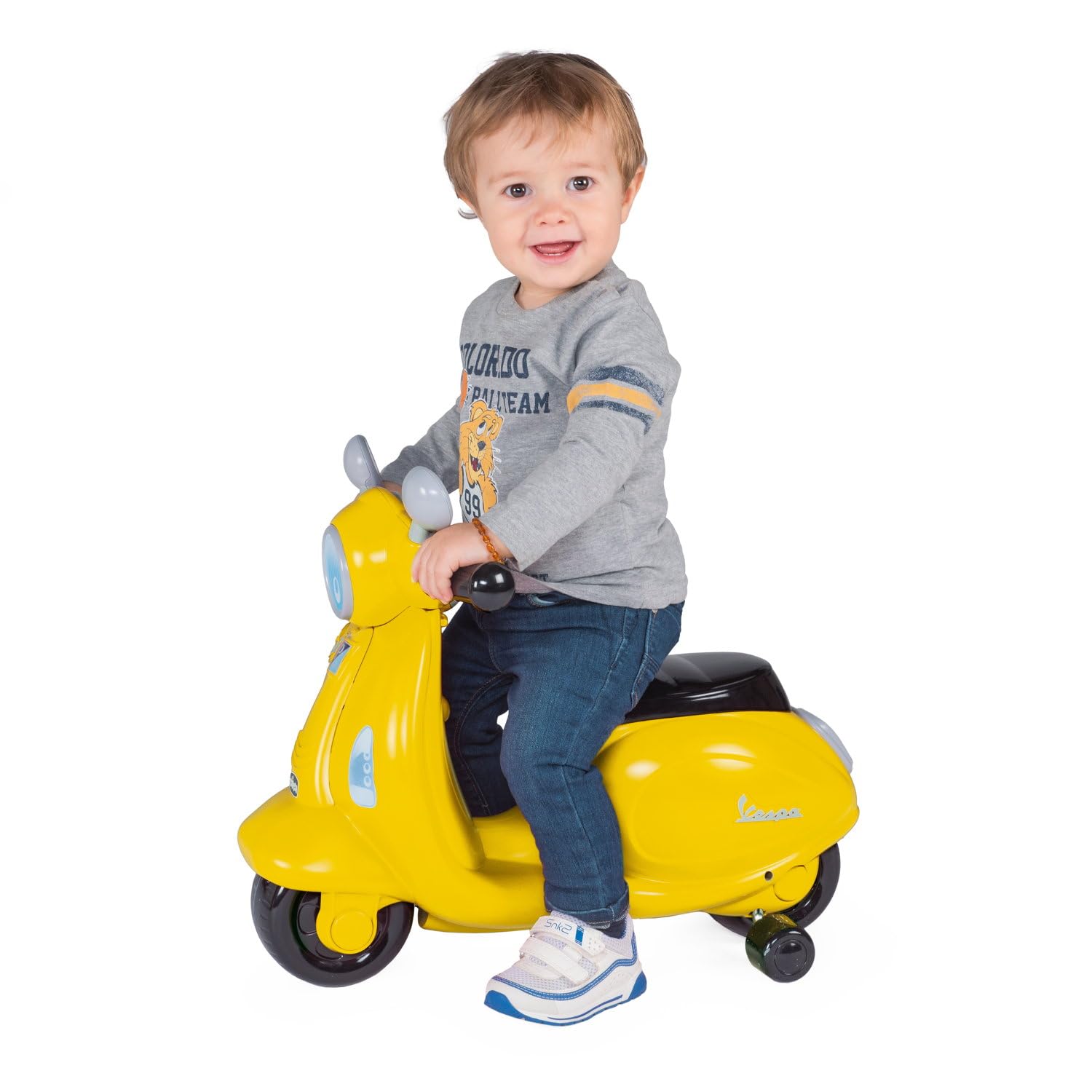 Chicco Vespa dla Dzieci Wiosna Zielona, Zabawka Motocykl do Jeżdżenia z Panelem Elektronicznym, Światłami i Dźwiękami, Zdejmowane Koła Wspierające, Max 25 Kg - Zabawki dla Dzieci 1-3 Lata