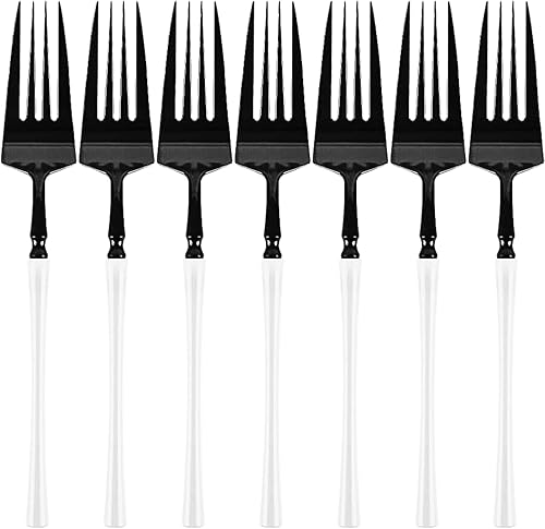 Cubertería Infinity de alta calidad de plástico blanco y negro, 20 cubiertos elegantes y duraderos, perfectos para cualquier ocasión