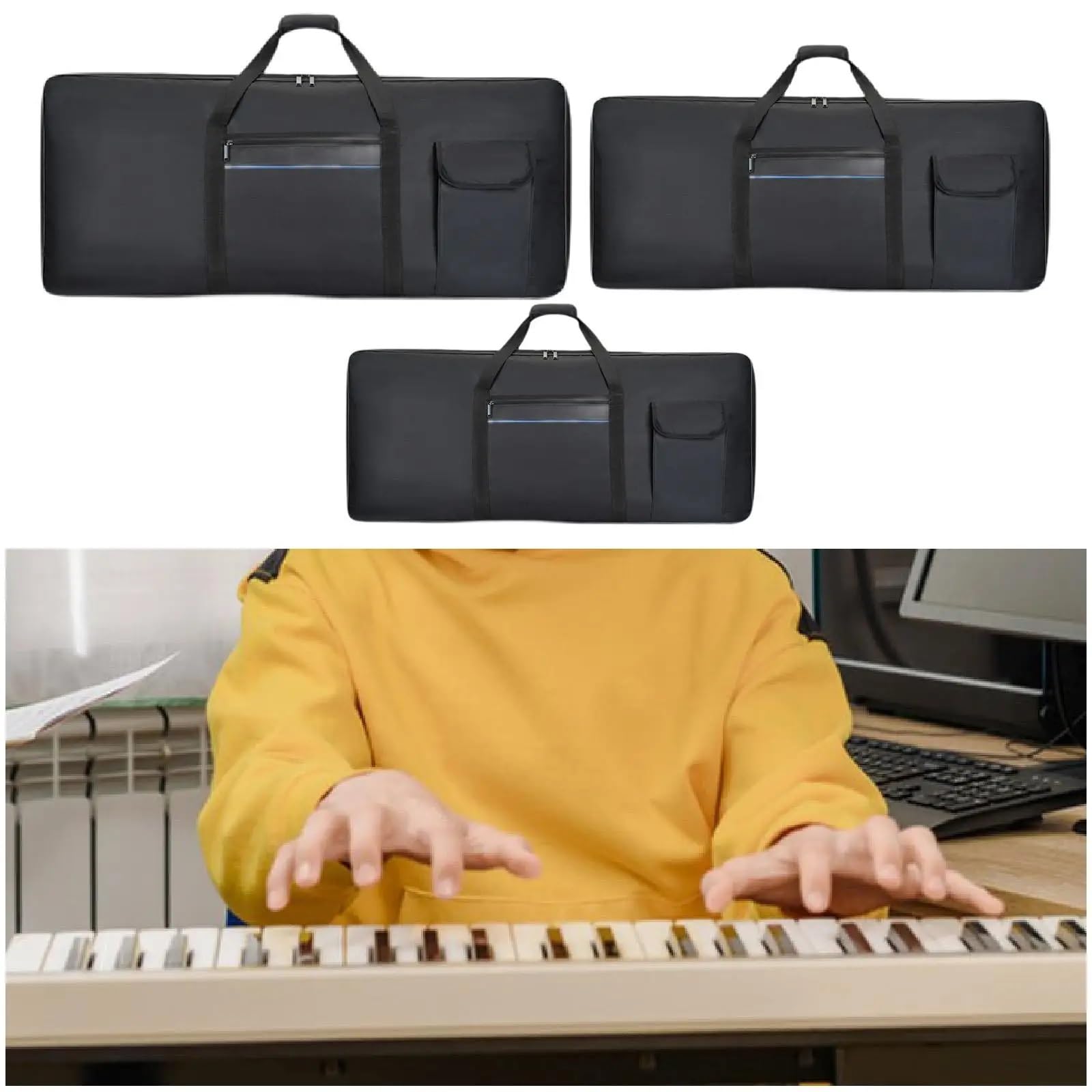 Custodia for tastiera a 61 tasti imbottita con cinghie for zaino for trasporto for pianoforte elettronico for concerti Music Studio Tour School per Tastiera(S)