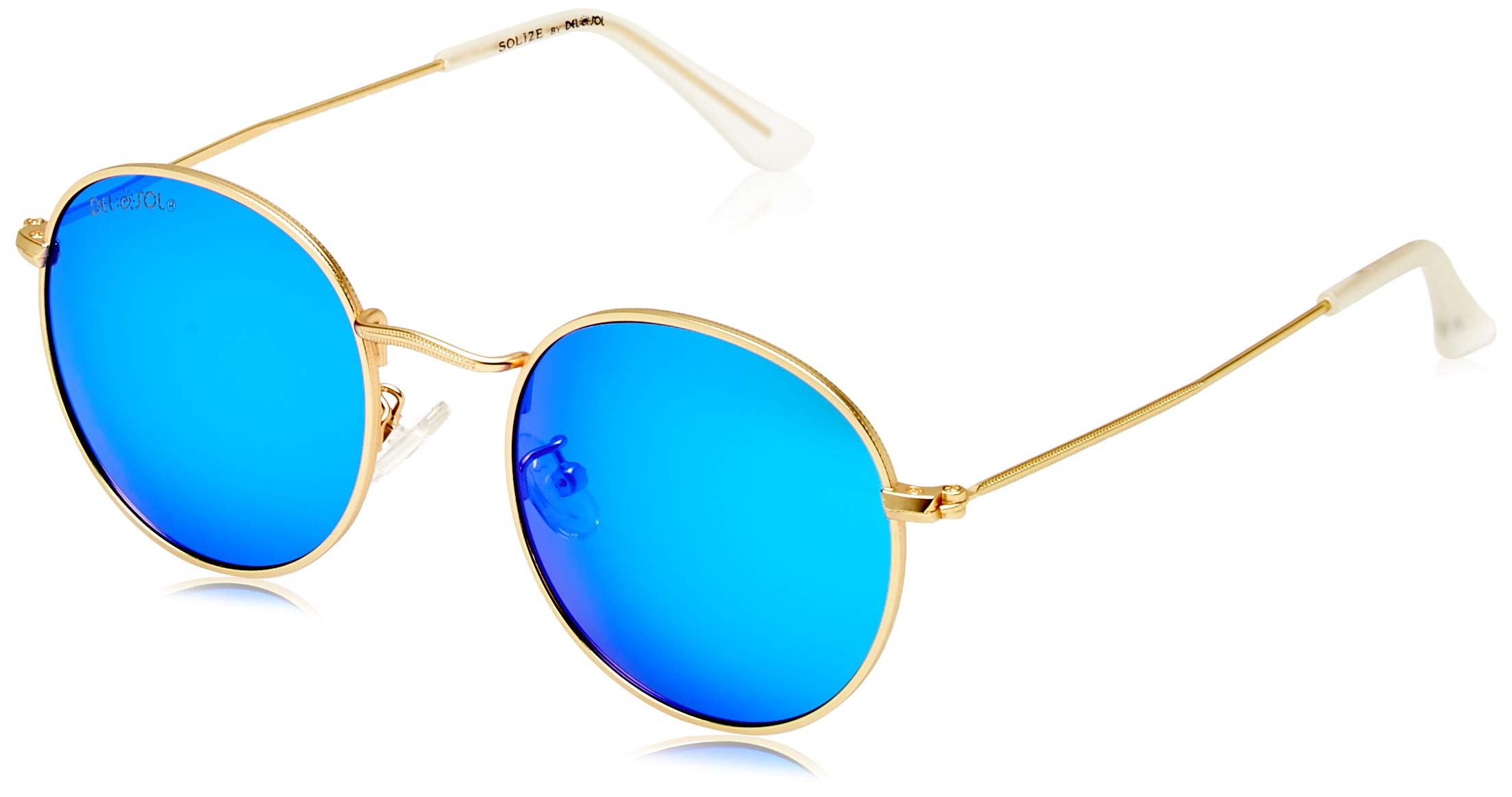 Del Sol Solize Color-Changing Unisex Sunglasses - Vitamin Sea - Changes Color from Gold to Blue in the Sun - Polarized Pro, Mirrored Lens, 100% UVA/UVB Protection