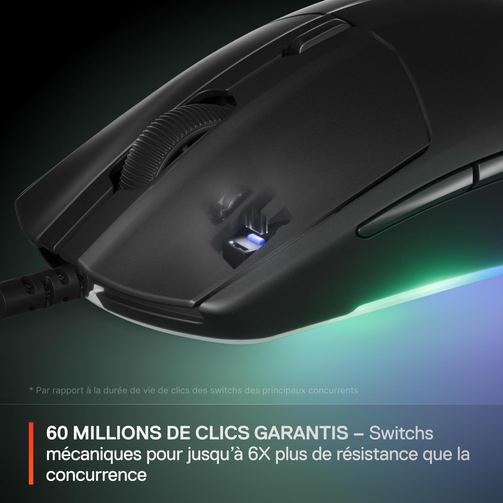 SteelSeries Rival 3 Gen 2 - Souris Gaming 8500 DPI - Capteur Optique TrueMove Core - Durabilité 60 Millions de clics - Faible Latence - Poids léger 77 g - Patins 100% PTFE - RGB - Noir