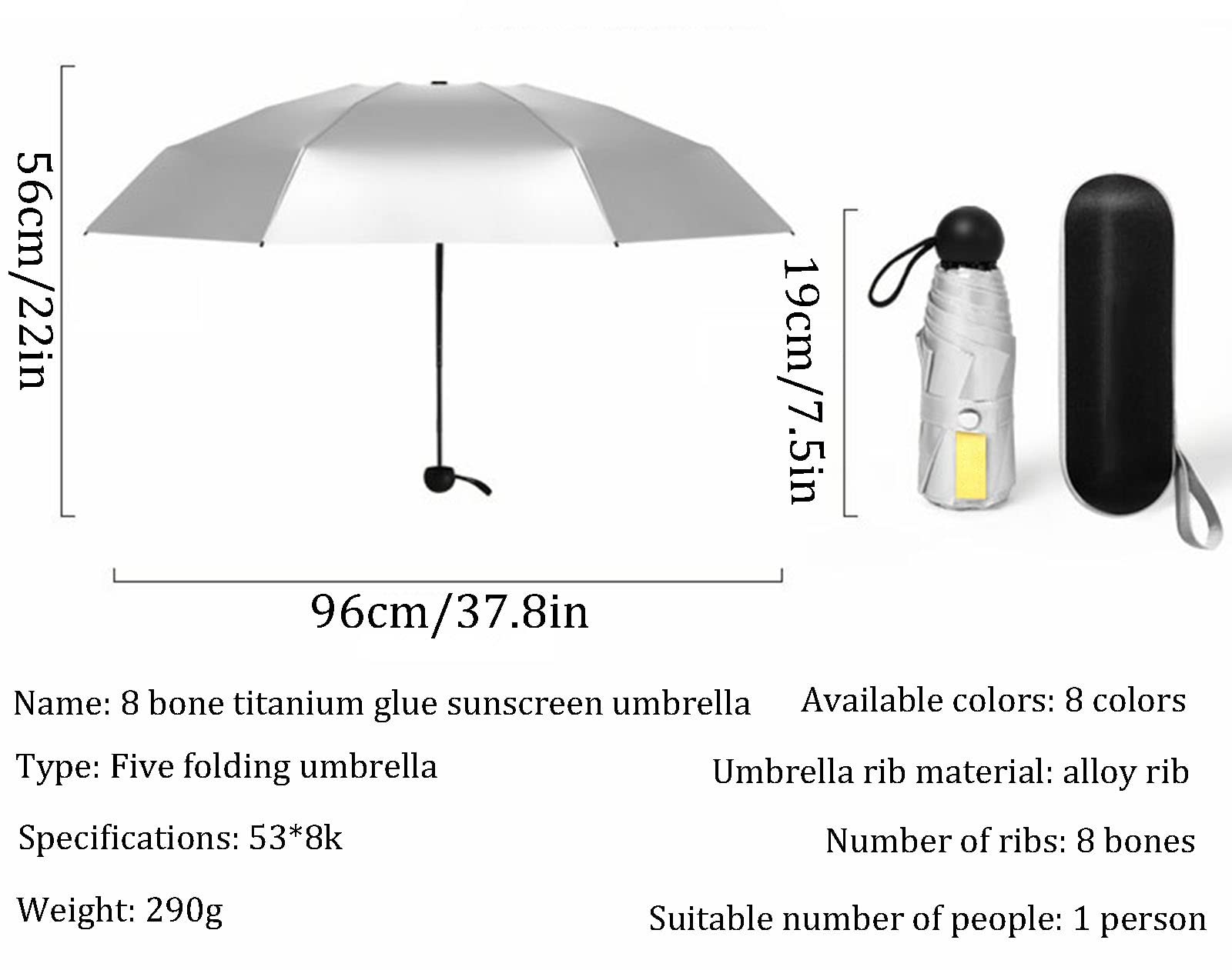 Faltschirm, Winddicht, 8 Rippen, Taschenschirm, UV-Schutz-Regenschirm – – kompakt, leicht, stark, tragbarer Regenschirm