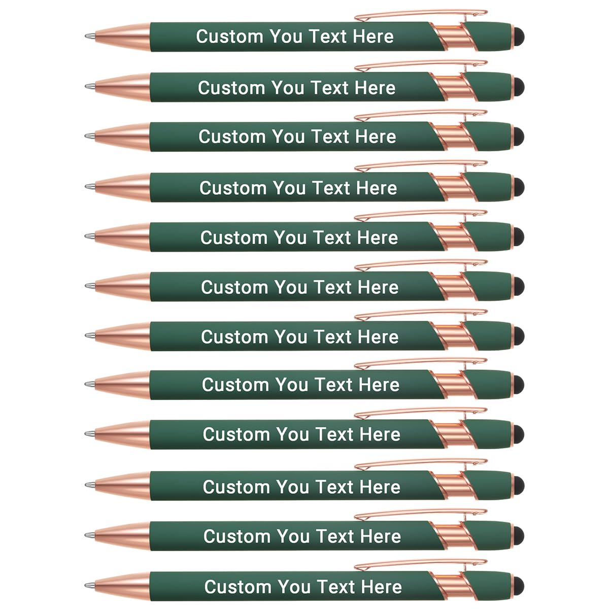 Zoonnis 60 Pcs Personalised Ballpoint Pens with Stylus Tips for Business Personalized Engraved Pen In Bulk for Women Men with Name Text Customised Pen Writing Custom Pen With Black Ink for School โ image 1