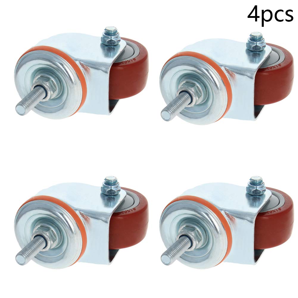 MroMax 4 Pz 63.5mm Ruote Ruote Dia 110Kg Poliuretano PU Ruote Ruote M10 Filettatura Vite Ferro Freno Bloccaggio Industriale per Carrello