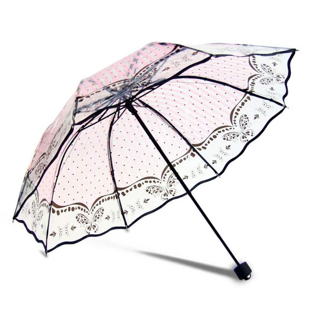 WerFamilyProtable Beautiful Romantic Rainy Rain Custom Foldable Raining Clear Transparent Umbrella