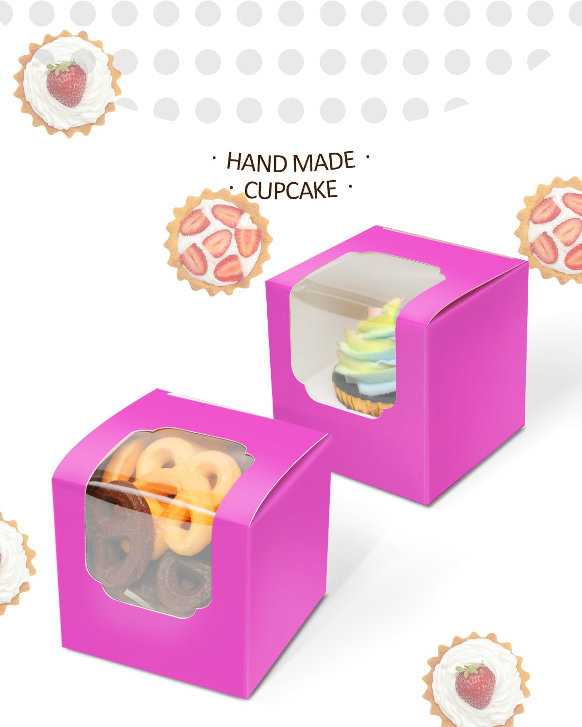 Gcardist Roland Cupcake Boxes Individual Cupcake Container 15Pcs 8.9x8.9x8.9cm Auto-Pop up Single Cupcake Boxes (15 Boxes+15 Inserts,3.5"x 3.5"x 3.5") - Image 3