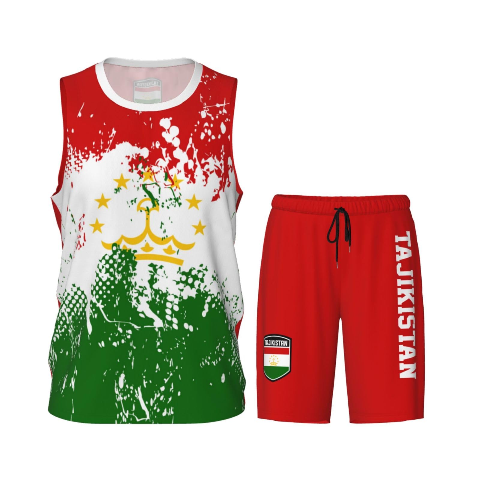 Tajikistan Flag Flag Grain (1) Basketball Jersey Uniform Suit for Men Adults Training Athletic Set