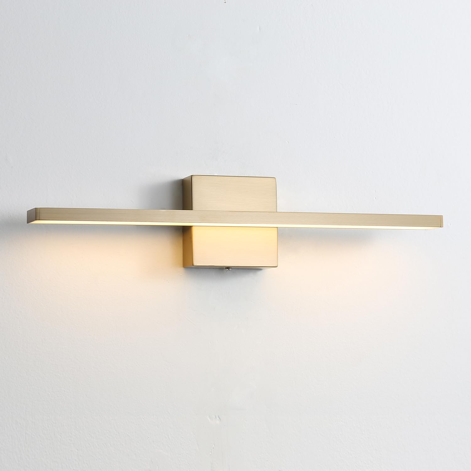 Lonrukat LED Vanity Light for Bathroom,18w-Dimmable Brushed Brass Bathroom Light Fixture,Modern Wall Sconce for Over Mirror,Bedroom Living Room