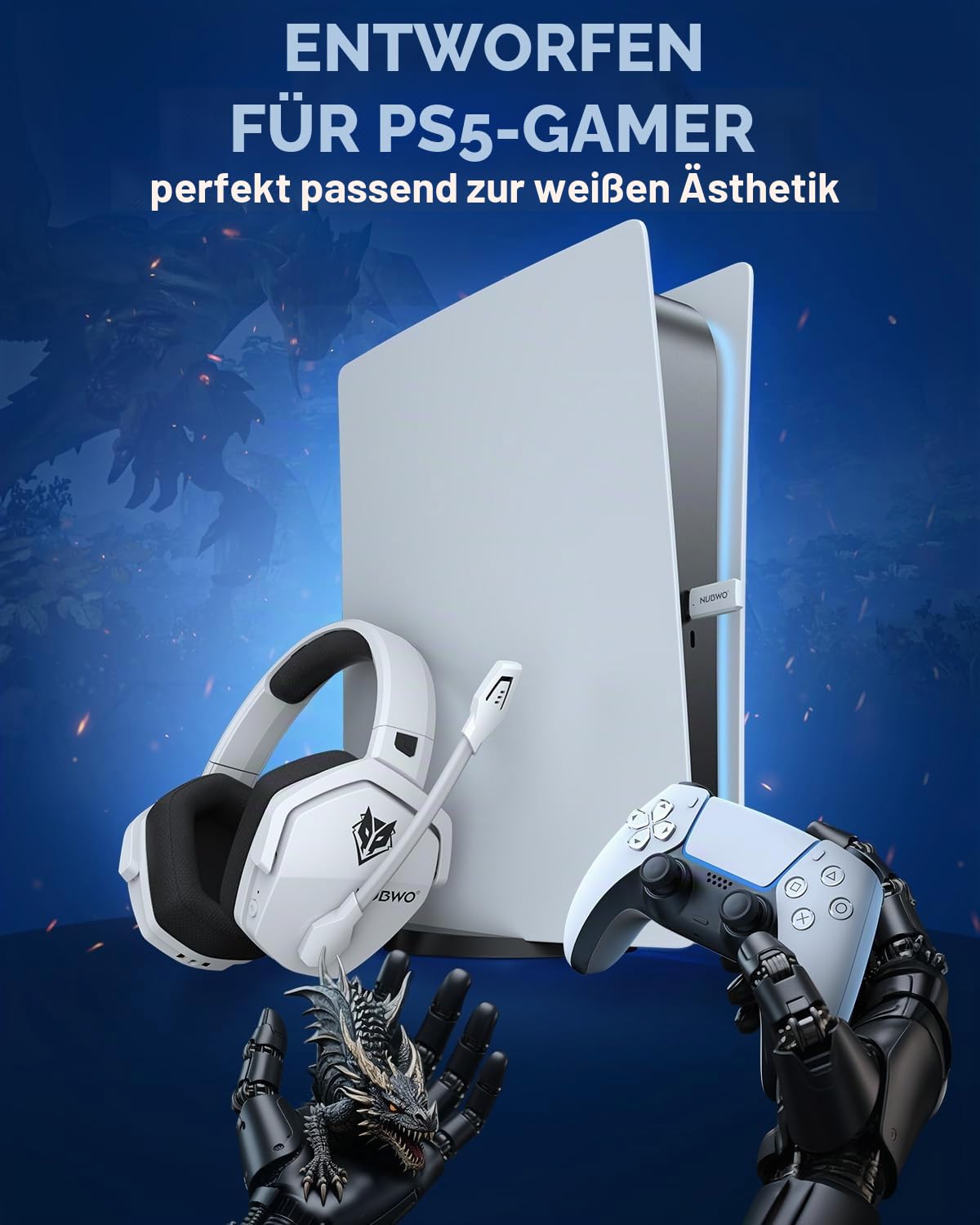 Nubwo G06 Dual Wireless Gaming Headset mit Mikrofon für PS5 – Bild 2