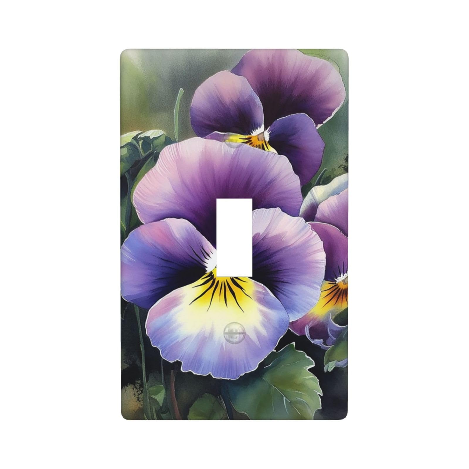 Decorator Wall Plate Cover Single Toggle Light Switch Cover Pansy Perfection Wallplates Blank Electrical Rocker Switch Plate Covers for Electrical 4.5" x 2.76"