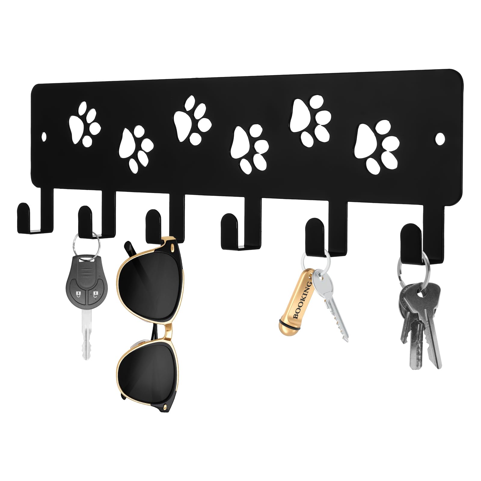 QFGasre Keys Holder Wall Mount Keys Holder for Wall Metal Keys Rack with 6 Hooks Dog Paws Design Wall Hooks Animal Storage Rack for Entrance Living Room Kitchen Organization