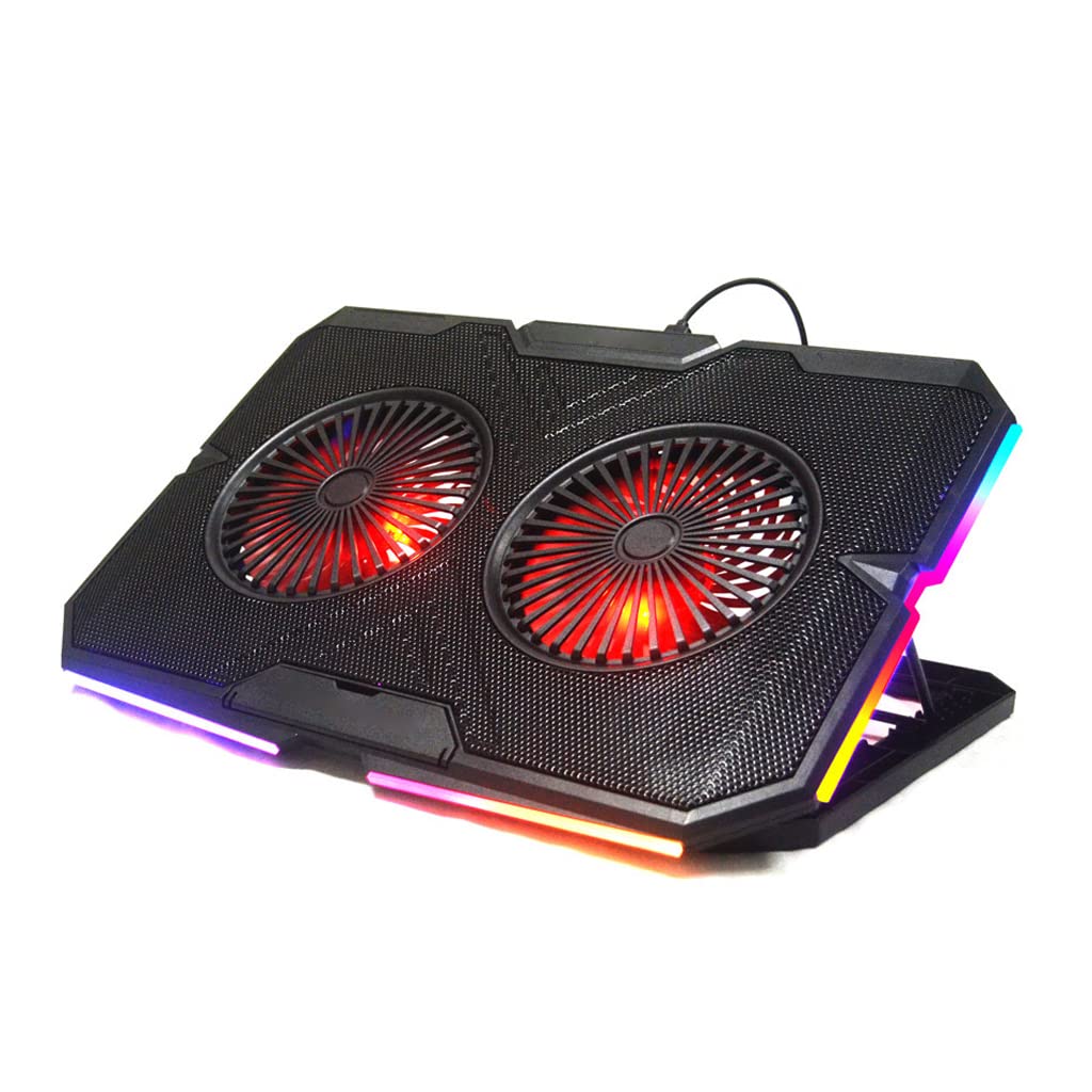 Ventilateur de refroidissement pour ordinateur portable de jeu, 7 hauteurs réglables, Base de refroidissement pour ordinateur portable, alimenté par USB, double Turbo RGB, dissipateur thermique pour à