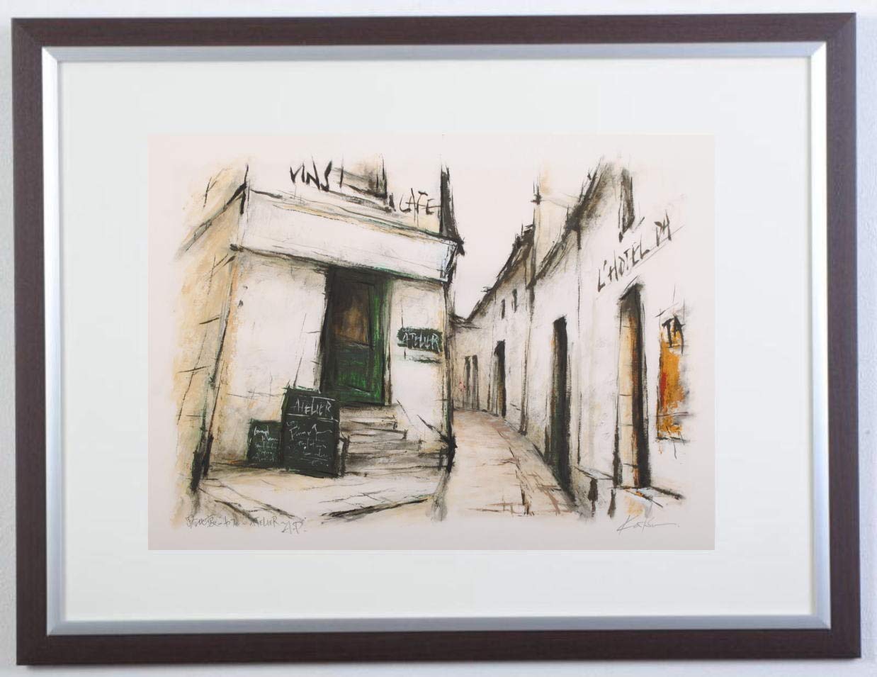 Amazon | 中野克彦 「路地裏のカフェ」 パリ 絵画 フランス 風景画
