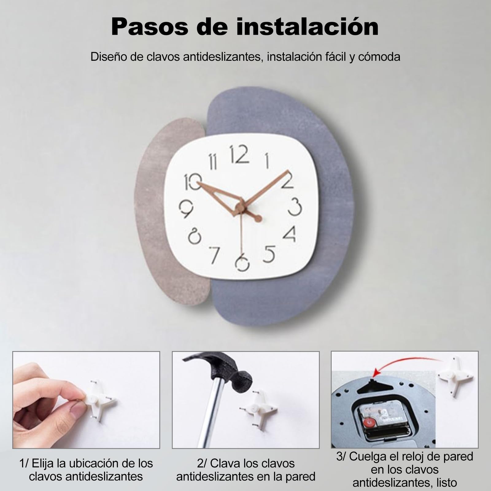 Ergocar Reloj de Pared Artístico, Moderno para Decoración del Hogar, Fuente de Alimentación por Batería