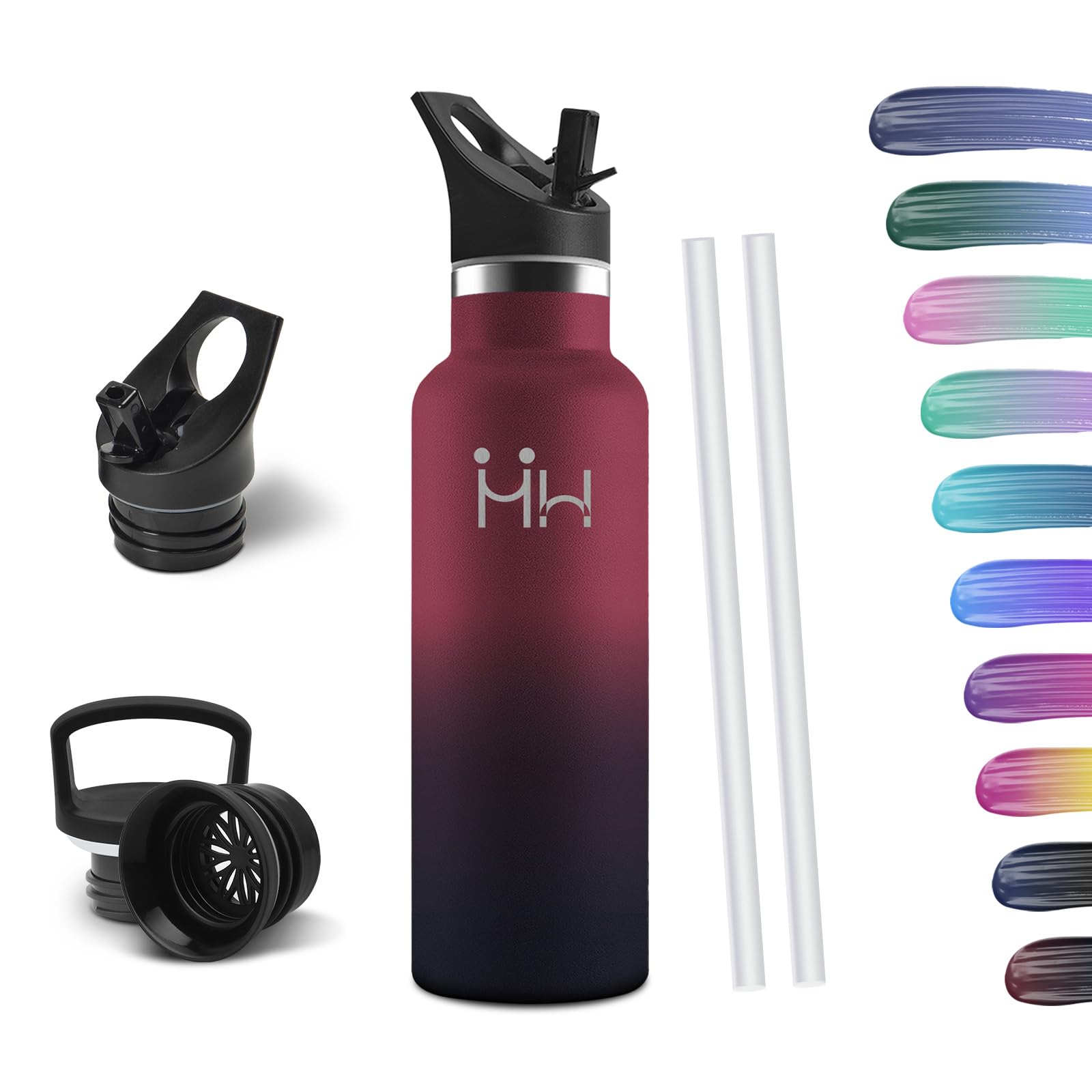 Honeyholly Red & Black - 500Ml Thermos Flask, 500 Ml, Bpa-Free, Stainless Steel, Leak-Proof Insulated Flask, Double-Walled, With Straw, Suitable For Carbonated Drinks