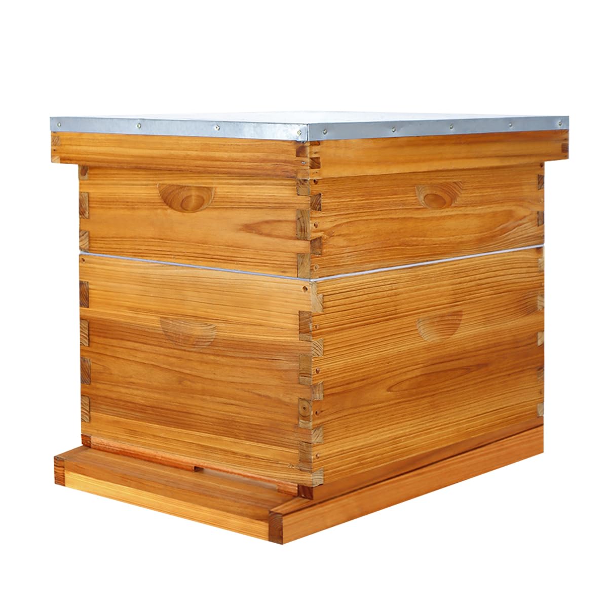Langstroth Bienenstock-Set mit 10 Rahmen, getaucht in 100 % Bienenwachs, Bienenstöcke mit 1 tiefen Bienenkasten und 1 mittelgroßen Bienenstockbox mit Rahmen und Fundament (zerlegt)