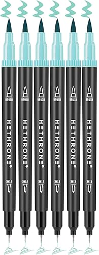 Hethrone Marcadores para adultos para colorear bolígrafos de doble punta para colorear marcadores de punta fina para caligrafía, pintura y dibujo, 6
