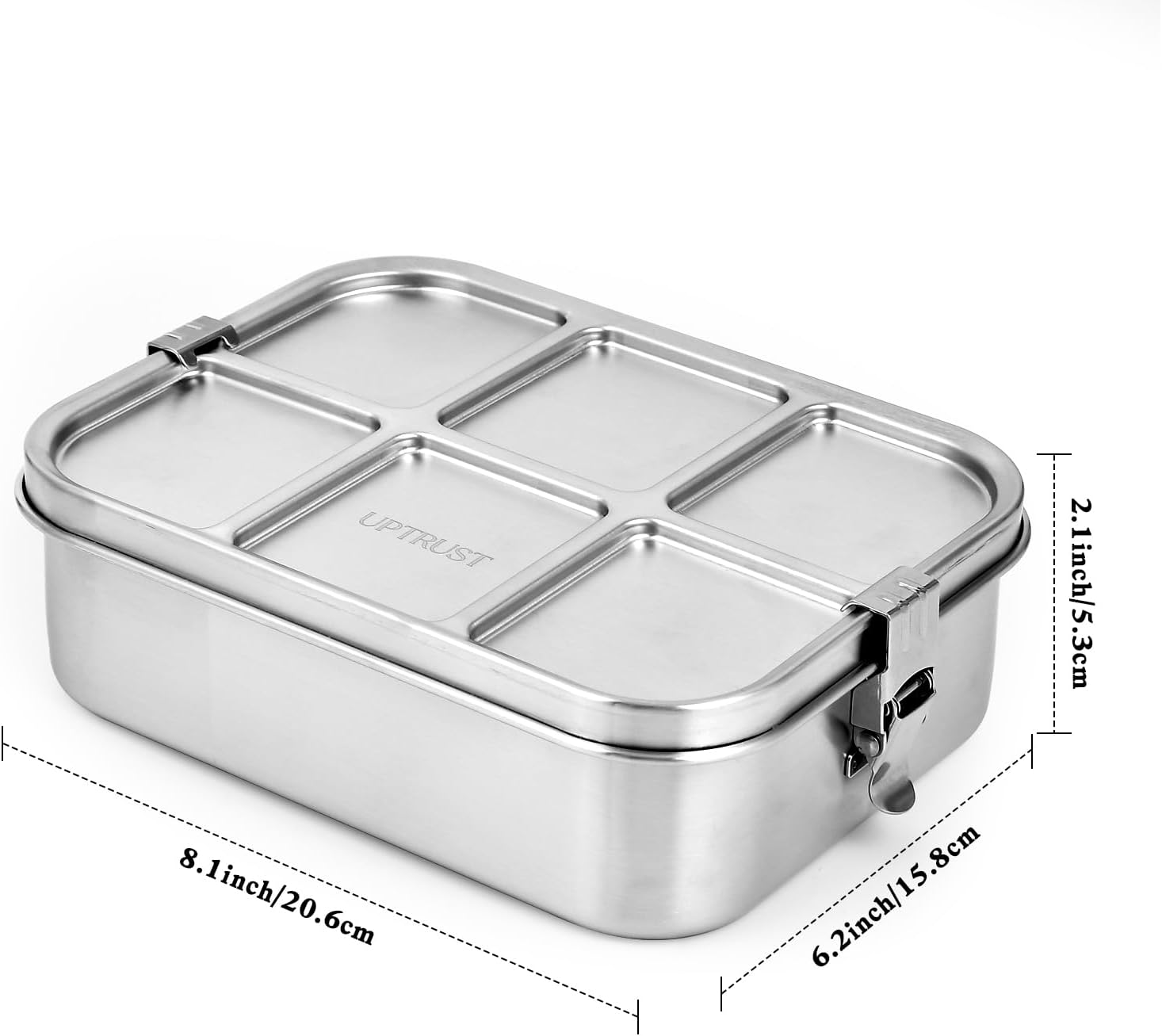 UPTRUST Stainless Steel Bento Lunch Box, 3-Compartment Large 1400ML Metal Bento Box for Kids or Adults, Container with Lockable Clips to Leak Proof - Image 3