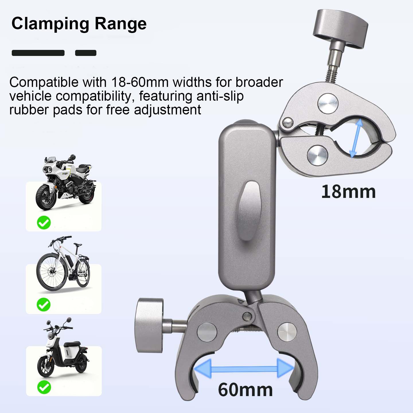 Soporte de cámara de acción para Insta360 y para cámaras DJI, soporte de brazo de manillar de motocicleta con rotación de 360 grados para accesorios de grabación de ciclismo (estándar)