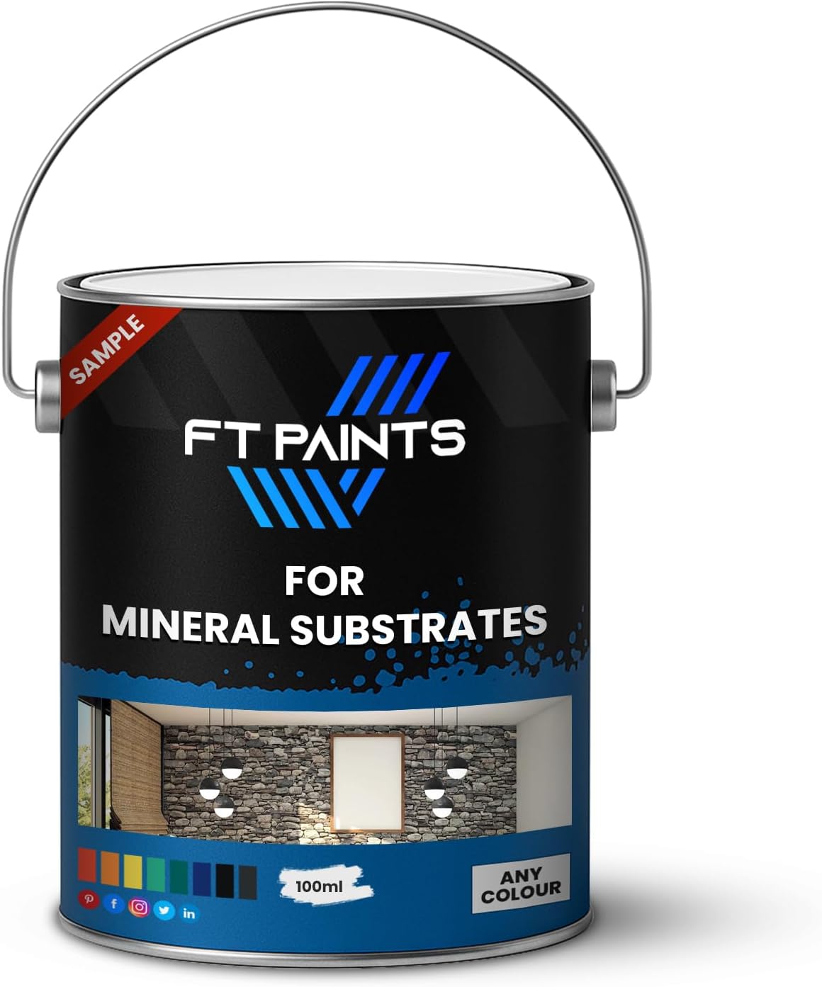 FabioT. FT Paints 100ml Sample Vinyl Paint with Satin-Matt Coating for Mineral Substrates- RAL 6011-Reseda Green