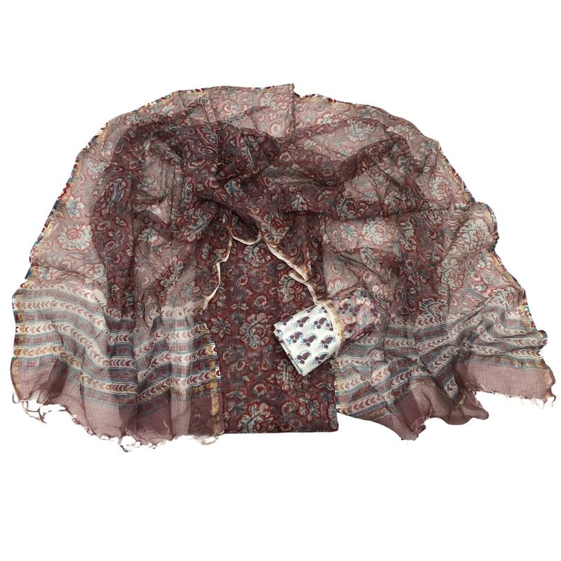 PALASH Women's Kota Doria Printed Suit Set Dress Material Fabric Length 2.5 Meters