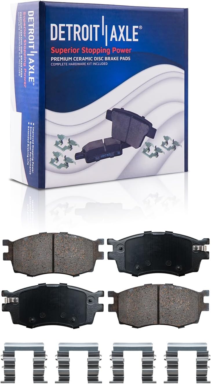 Detroit Axle - Front Brake Kit for 2006-2011 Hyundai Accent Kia Rio Rio5, Drilled and Slotted Disc Brake Rotors Ceramic Brakes Pads with Hardware 2007 2008 2009 2010 Replacement : 10.07" inch Rotor