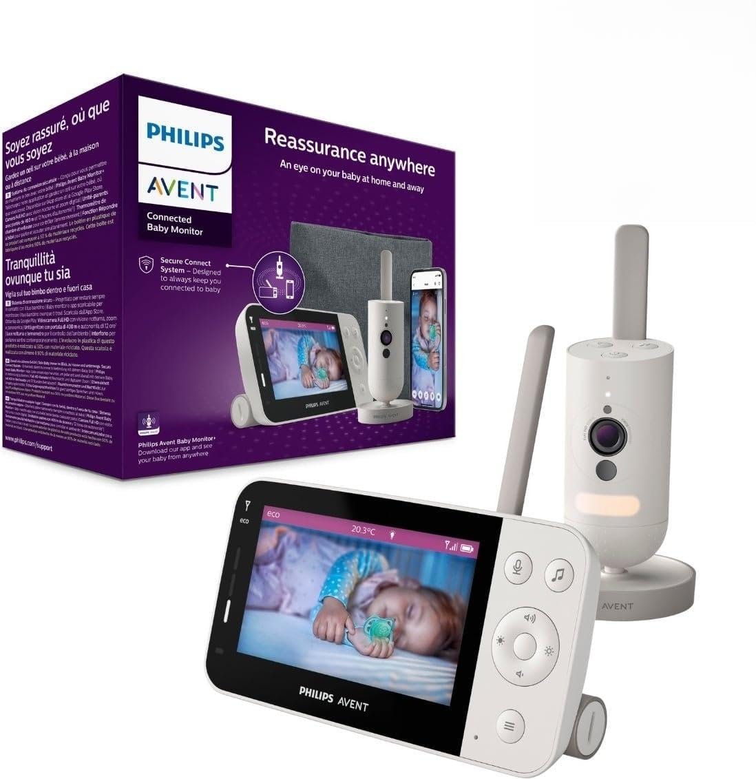 Philips Avent SCD953/26 Moniteur Vidéo Connectée - Écran de 4,3" Full HD, WiFi, Longue Autonomie de la Batterie