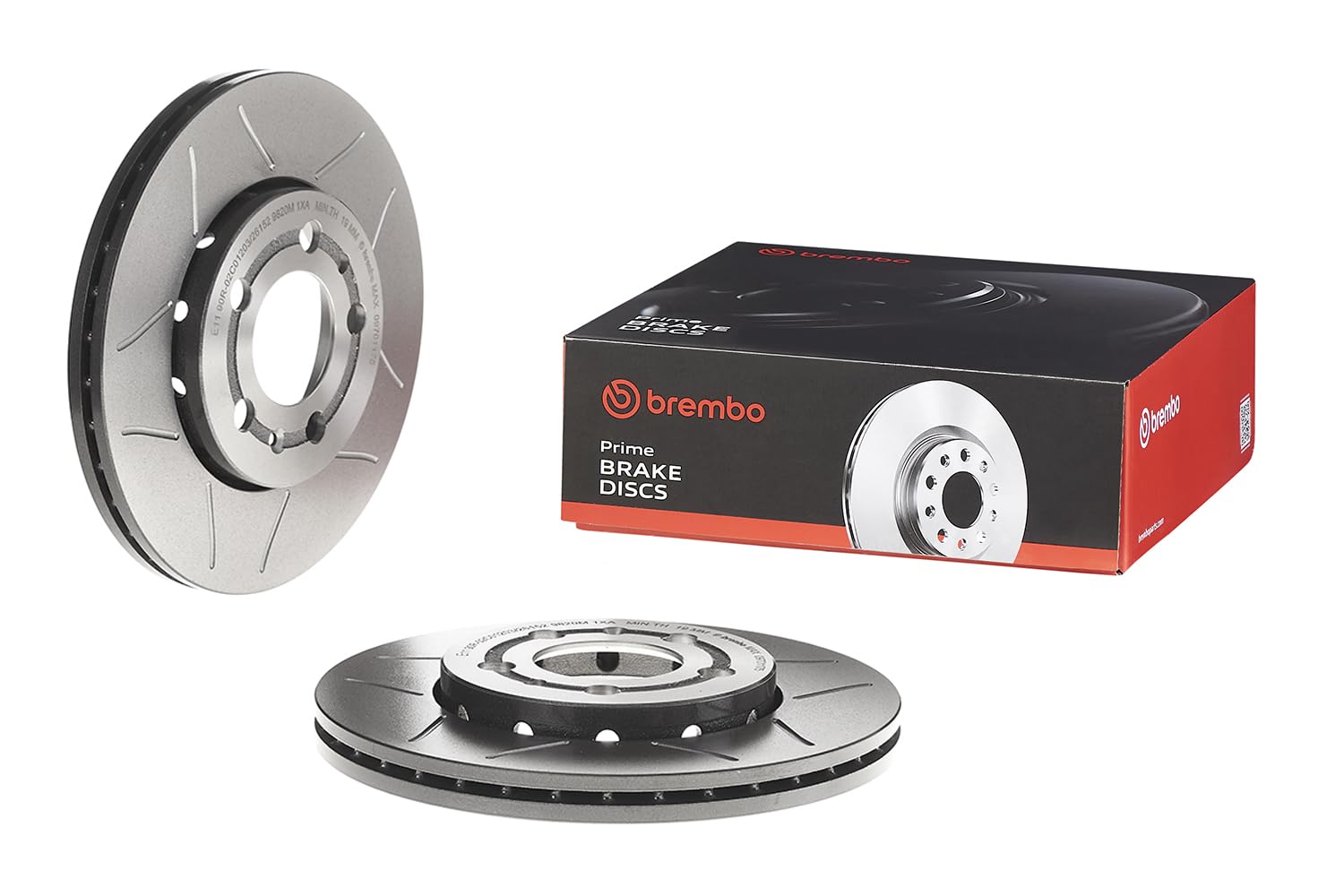 2x Brake Discs Vented Grooved Front 256mm 09.7011.75 Brembo 1J0615301D