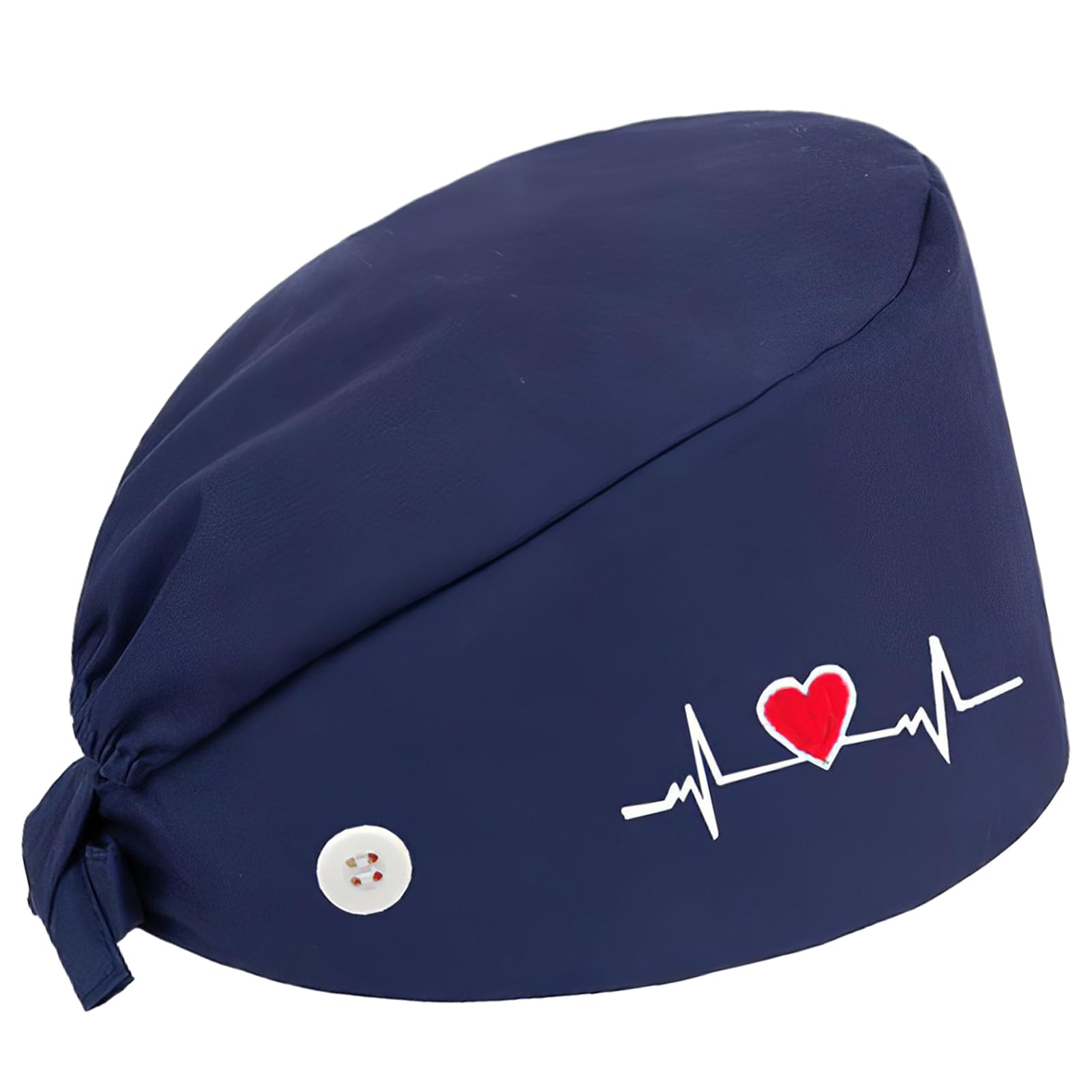 Berretto Donna Chirurgico Cappello in Cotone, Cuffietta sala Operatoria con Fascia Regolabile, Berretto Infermiera con Ricamo a Cuore, Cuffietta Chirurgica Unisex per Medici e Infermieri, Blu Scuro