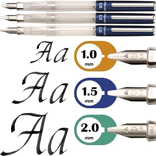 Miniatura 2 de Sailor HighAce Neo Clear Calligraphy Plumas de 0.039 in, 0.059 in, 0.079 in, incluye 3 tipos incluidos, tinta negra con adhesivo Kanji LOVE