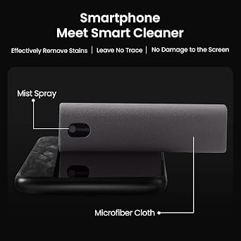 YTT Touchscreen Mist Cleaner, Screen Cleaner, for All Phones, Laptop and Tablet Screens,Two in One Spray and Microfiber Cloth (Grey)